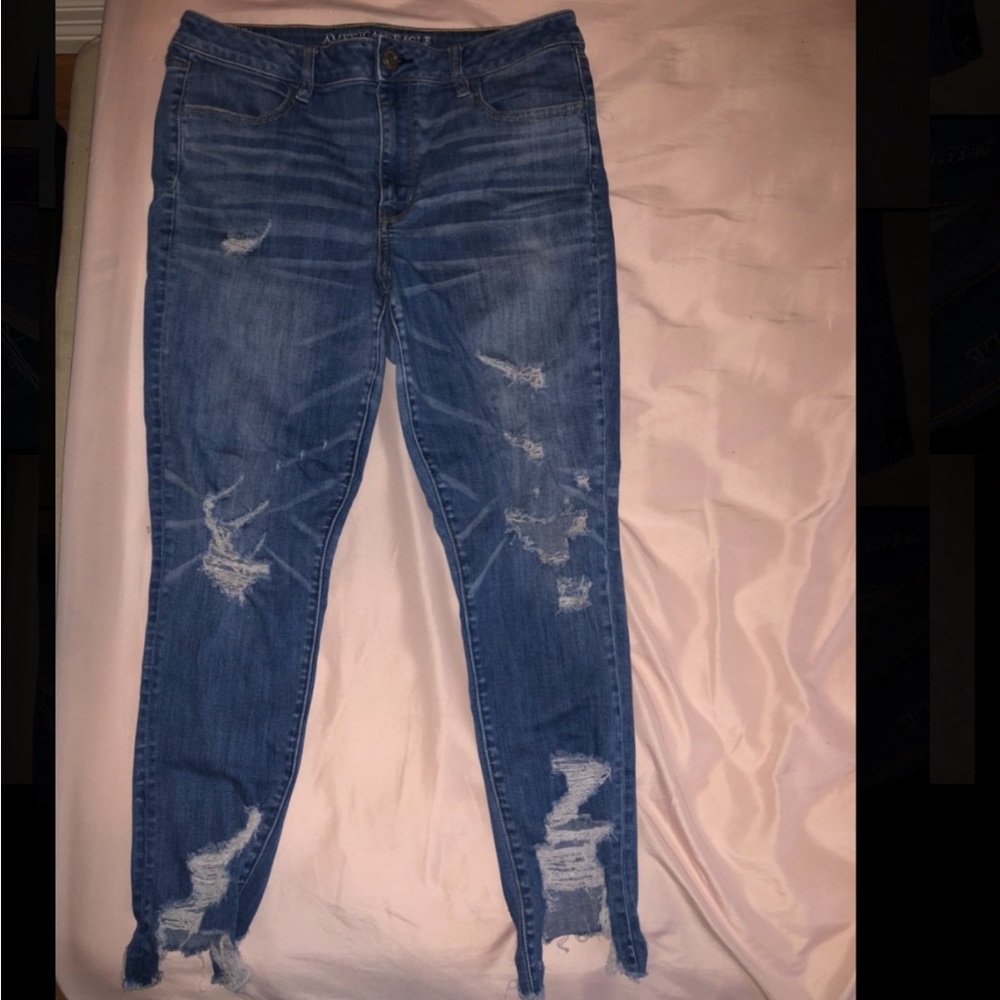 American Eagle ripped jeggings High Rise, Size 14.